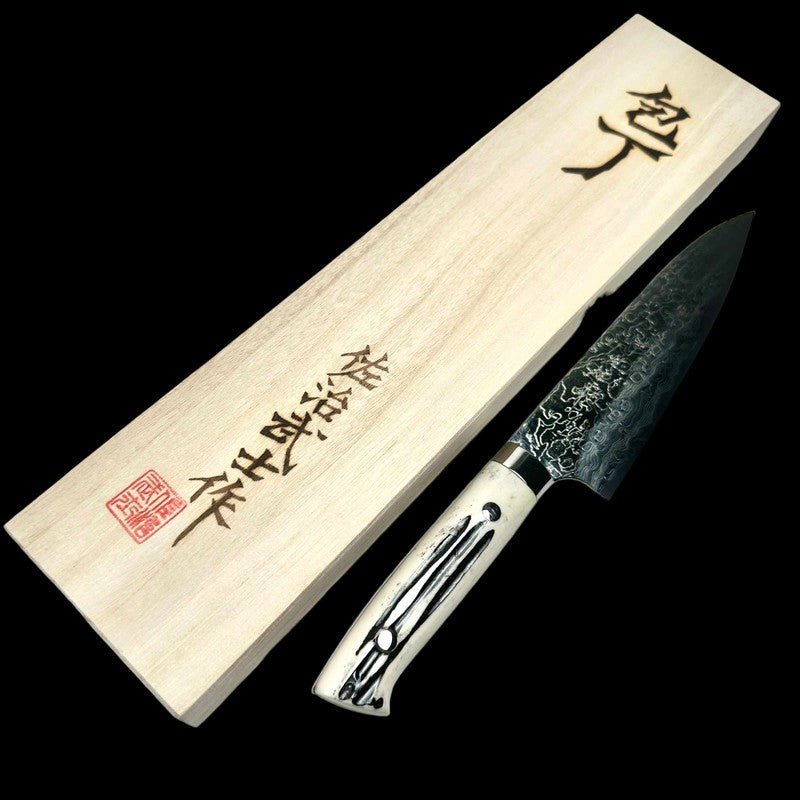 Takeshi Saji SG2 Diamond 180mm Gyuto with Cow Horn Handle - Tokushu Knife