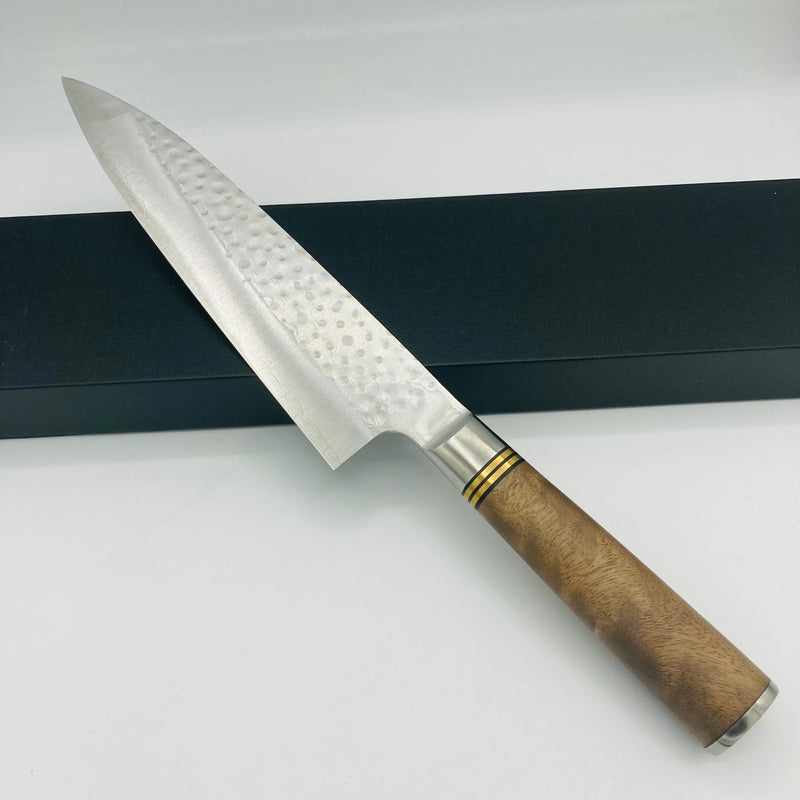Takeshi Saji SG2 Polished Tsuchime 130mm Petty with Quince Western Handle Tokushu Knife.