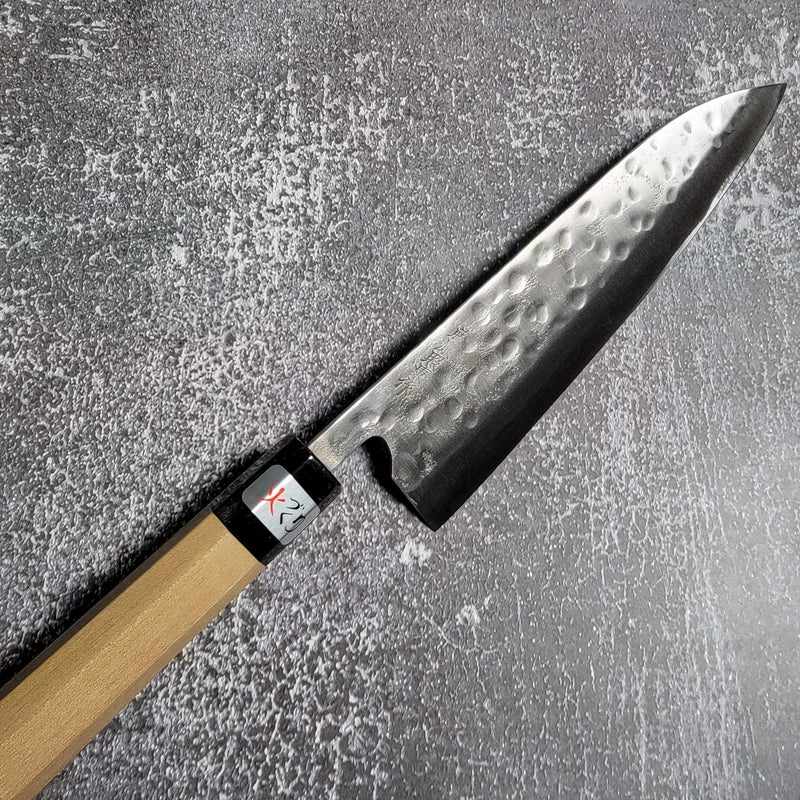 Teruyasu Fujiwara Maboroshi Stainless Clad White #1 Tsuchime 210mm Gyuto wa Handle Tokushu Knife.