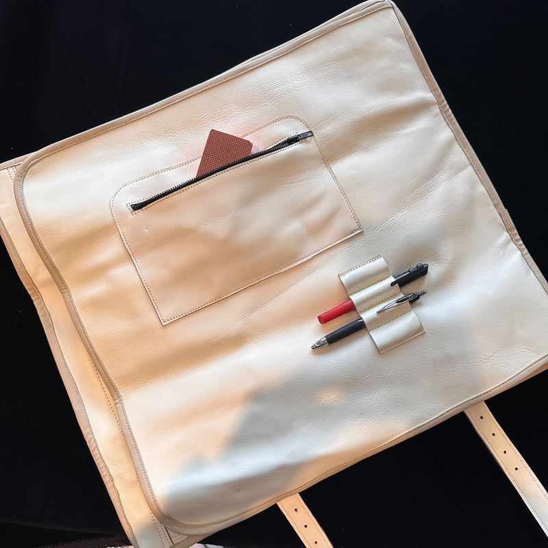 Tokushu Knife Premium Leather Japanese Knife Roll - White - Tokushu Knife