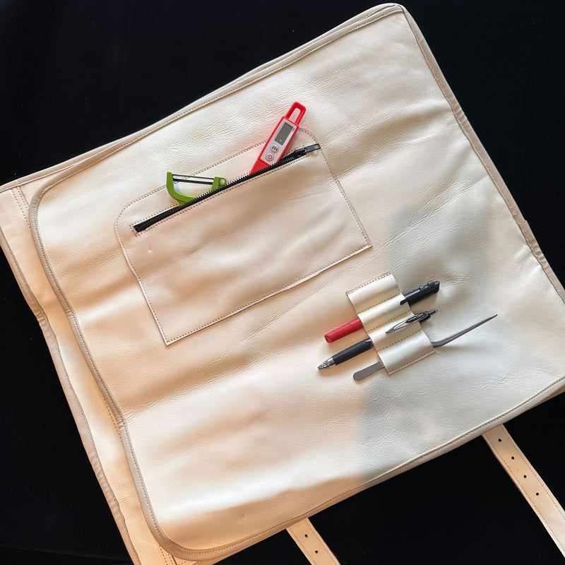 Tokushu Knife Premium Leather Japanese Knife Roll - White - Tokushu Knife