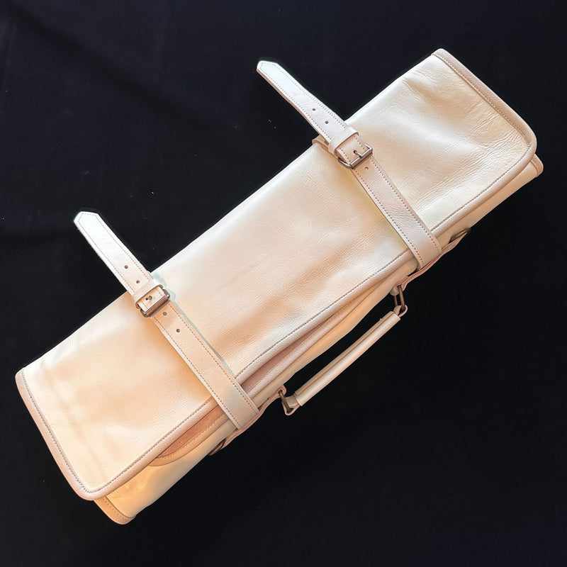 Tokushu Knife Premium Leather Japanese Knife Roll - White - Tokushu Knife