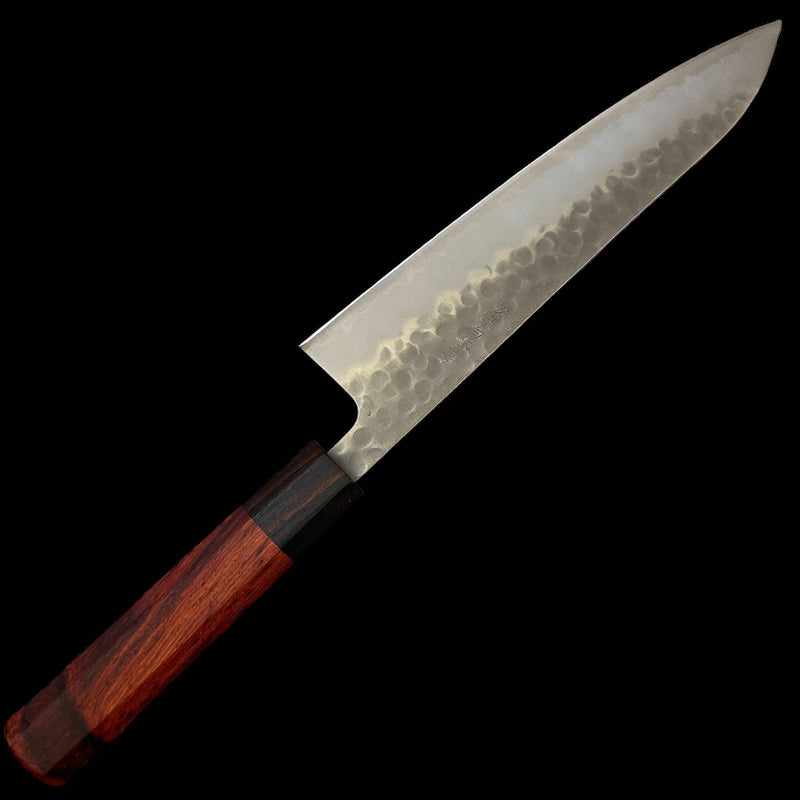 TOKUSHU KNIFE White #2 Stainless Clad Tsuchime Gyuto 210mm with Rosewood wa Handle - Tokushu Knife
