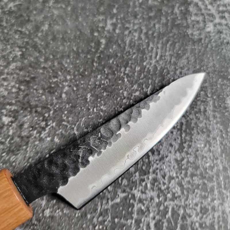 Tsunehisa Stainless Clad As Tsuchime Kurouchi 80mm Petty with Rosewood and White Wa Handle - Tokushu Knife