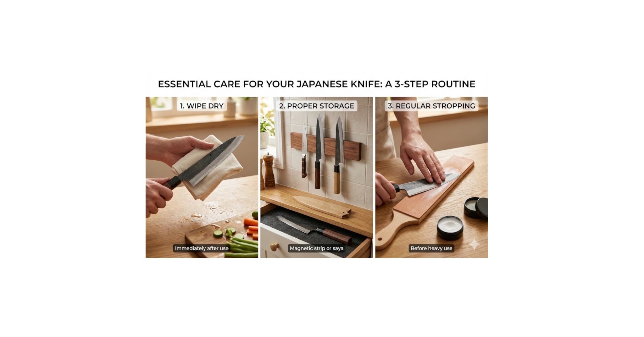 Essential Care for Your Japanese Knife: A 3-Step Routine (Video Guide)