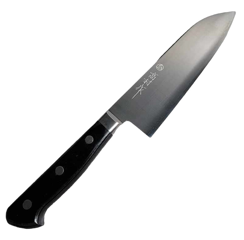Stainless Steel Takamura Santoku with Black Handle and VG-10 Steel