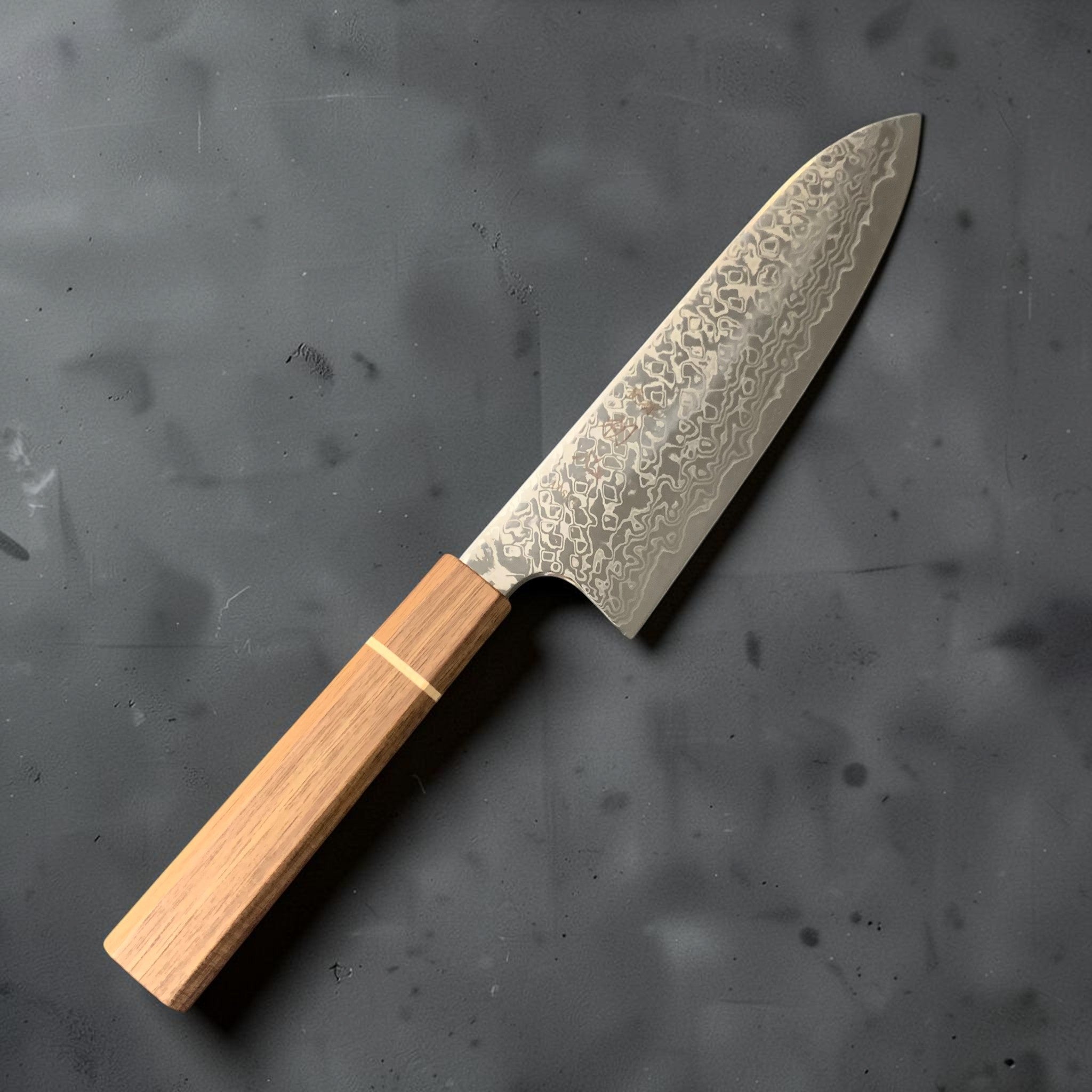 Ginga ATS34 Damascus Santoku 180mm | Tokushu Knife