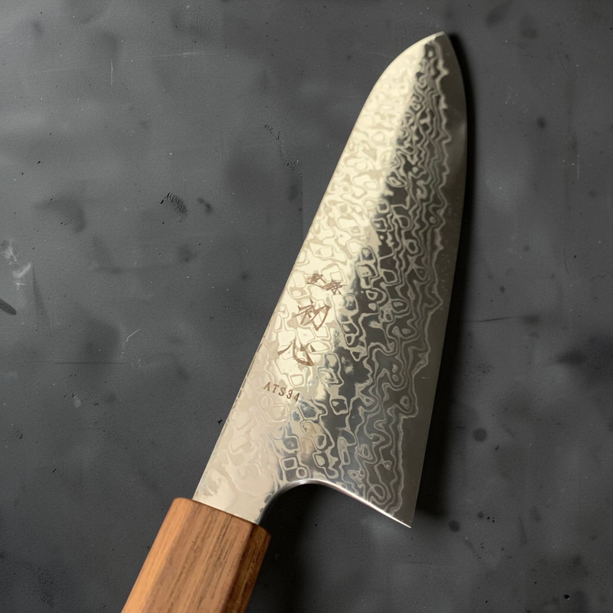 Ginga ATS34 Damascus Santoku 180mm | Tokushu Knife