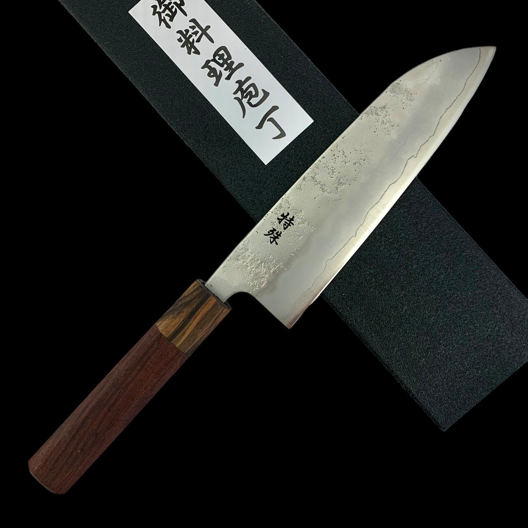 Tokushu Knife Nashiji Ginsan #3 Santoku with Rosewood Wa Handle