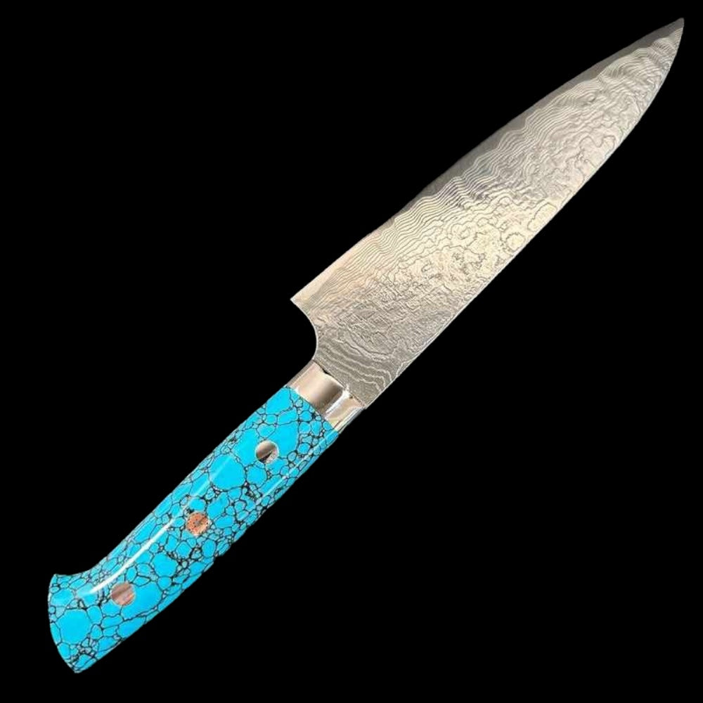 Takeshi Saji SG2 Diamond Damascus Gyuto 180mm Turquoise Handle