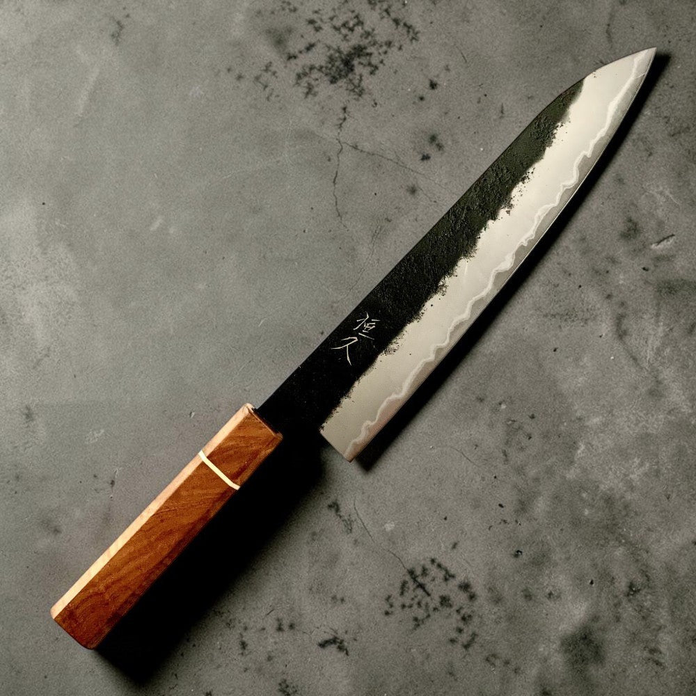 Tsunehisa AS Kuro Nashiji Gyuto 210mm with Exclusive Sanjo Walnut Handle