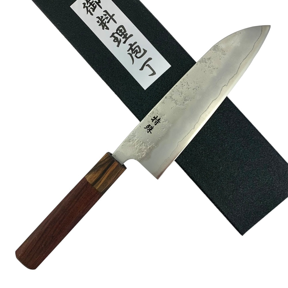 Tokushu Knife Nashiji Ginsan #3 Santoku with Rosewood Wa Handle