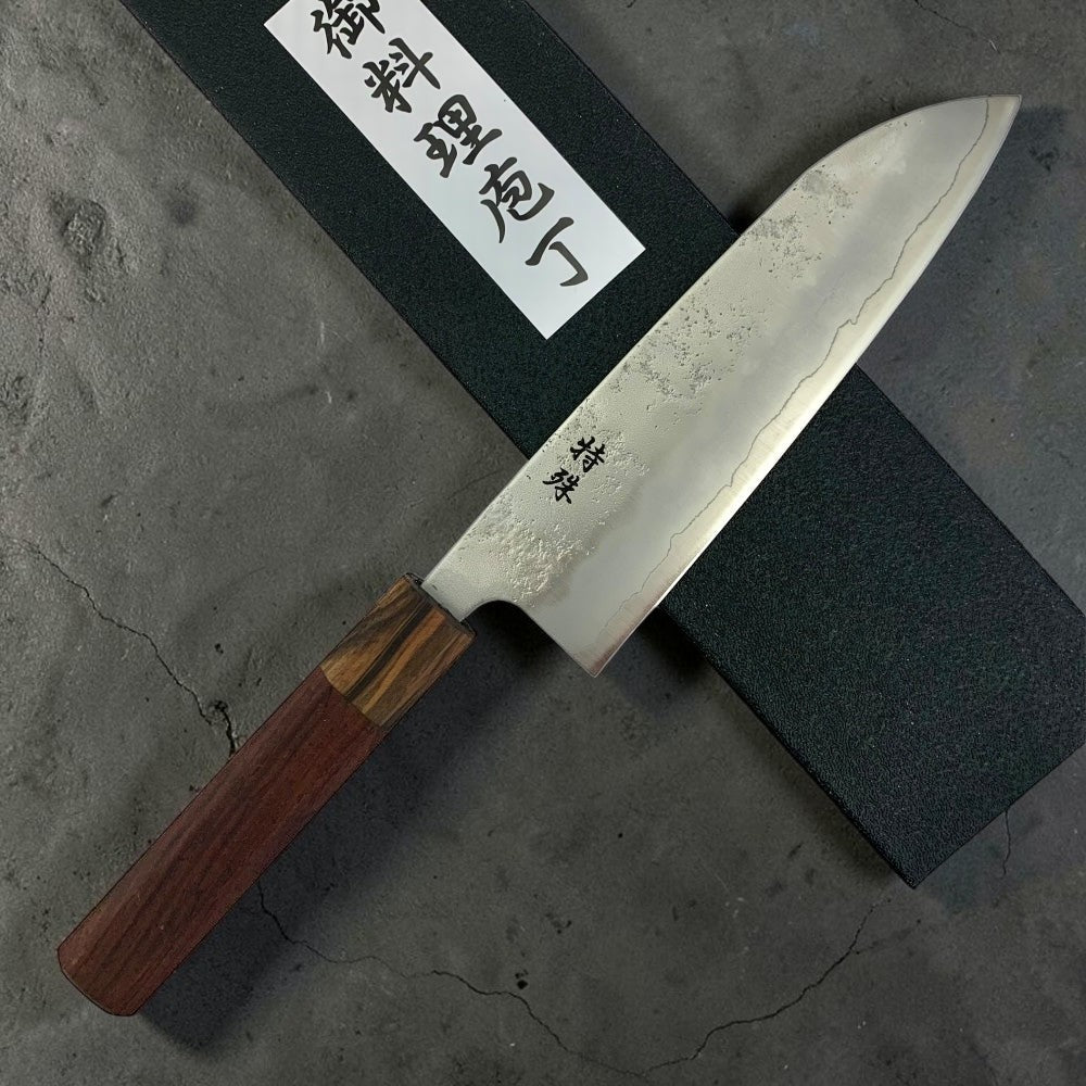 Tokushu Knife Nashiji Ginsan #3 Santoku with Rosewood Wa Handle