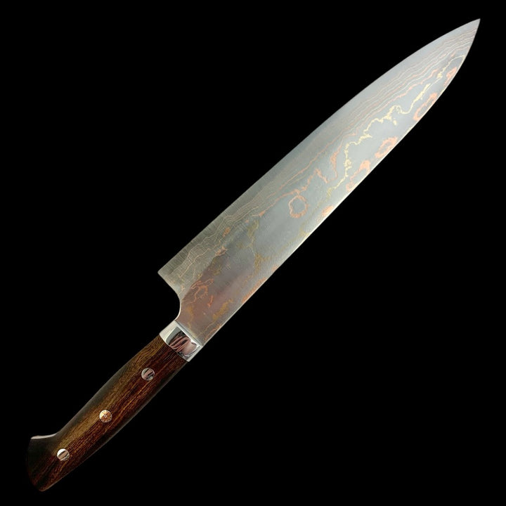 Takeshi Saji Blue #2 Rainbow Damascus Gyuto 240mm with Ironwood Handle