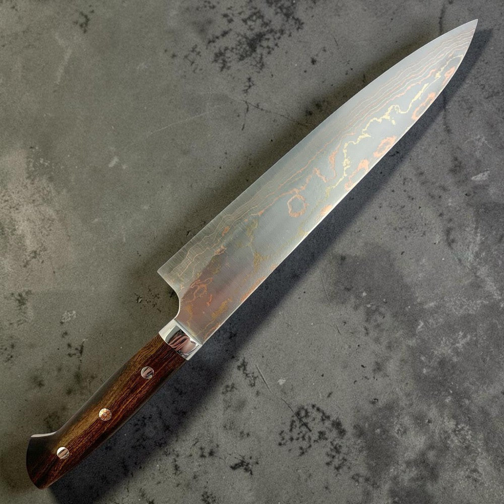 Takeshi Saji Blue #2 Rainbow Damascus Gyuto 240mm with Ironwood Handle