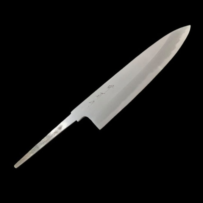 Sakai Kikumori 240mm Gyuto no handle on black background