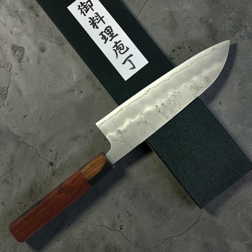 Tokushu Knife Nashiji Ginsan #3 Santoku with Rosewood Wa Handle