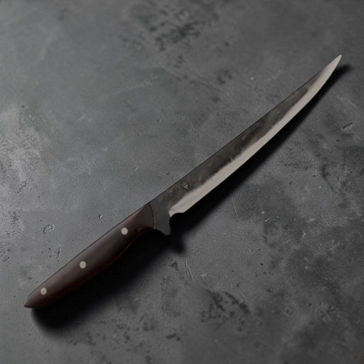 Filet Knife by Dao Vua with rosewood handle and kurouchi finish