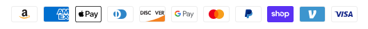 Logos of various payment methods including Amazon, American Express, PayPal, Discover, Visa, Mastercard, and others.