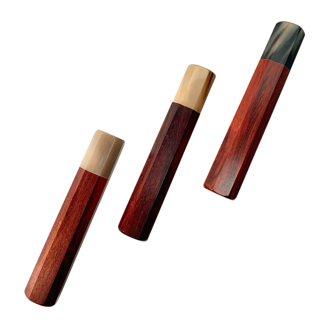 Extra-large Ivory Coast Rosewood &amp; Horn Ferrule Handle for Japanese knives, designed for 240mm+ blades.