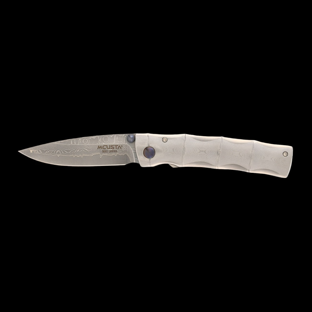 Mcusta Shinra Take VG-10 Core Damascus Blade Bamboo Design Damascus Handle 3.75" Folding Knife
