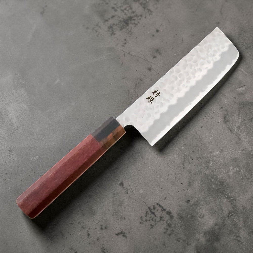 TOKUSHU KNIFE Stainless Clad White #2 175mm Nakiri with Rosewood wa Handle