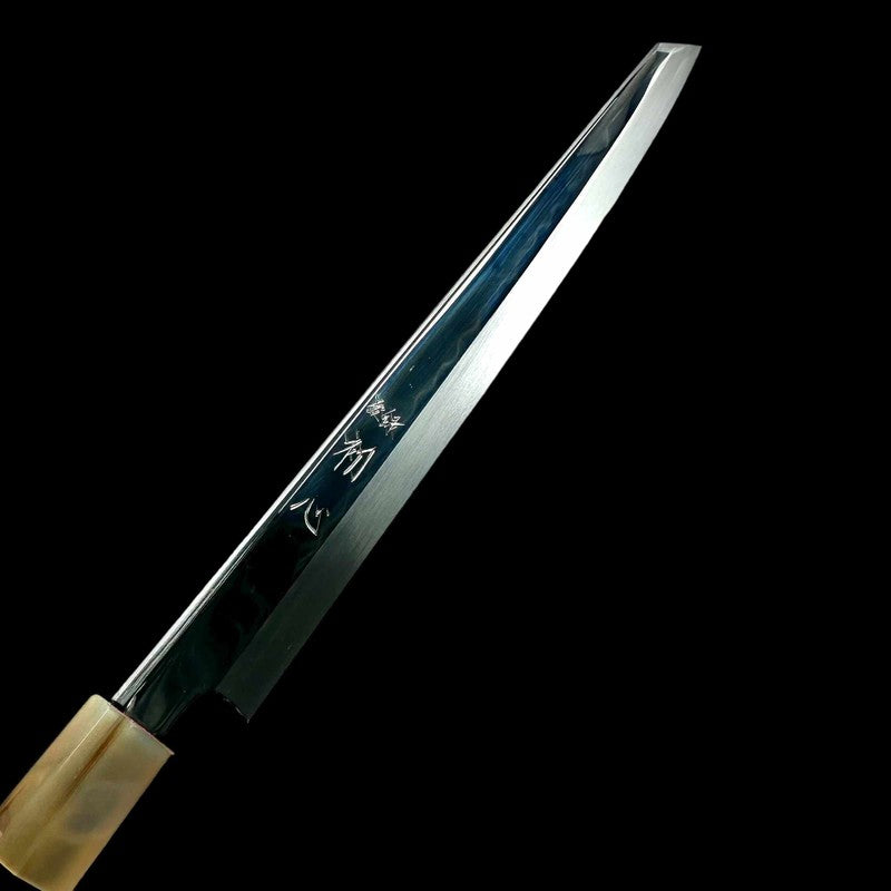 Satoshi Nakagawa white #3 Honyaki 300mm Kiritsuke Yanagiba with Ebony White Handle