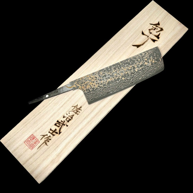 Takeshi Saji VG-10 Gold Damascus Nakiri No Handle