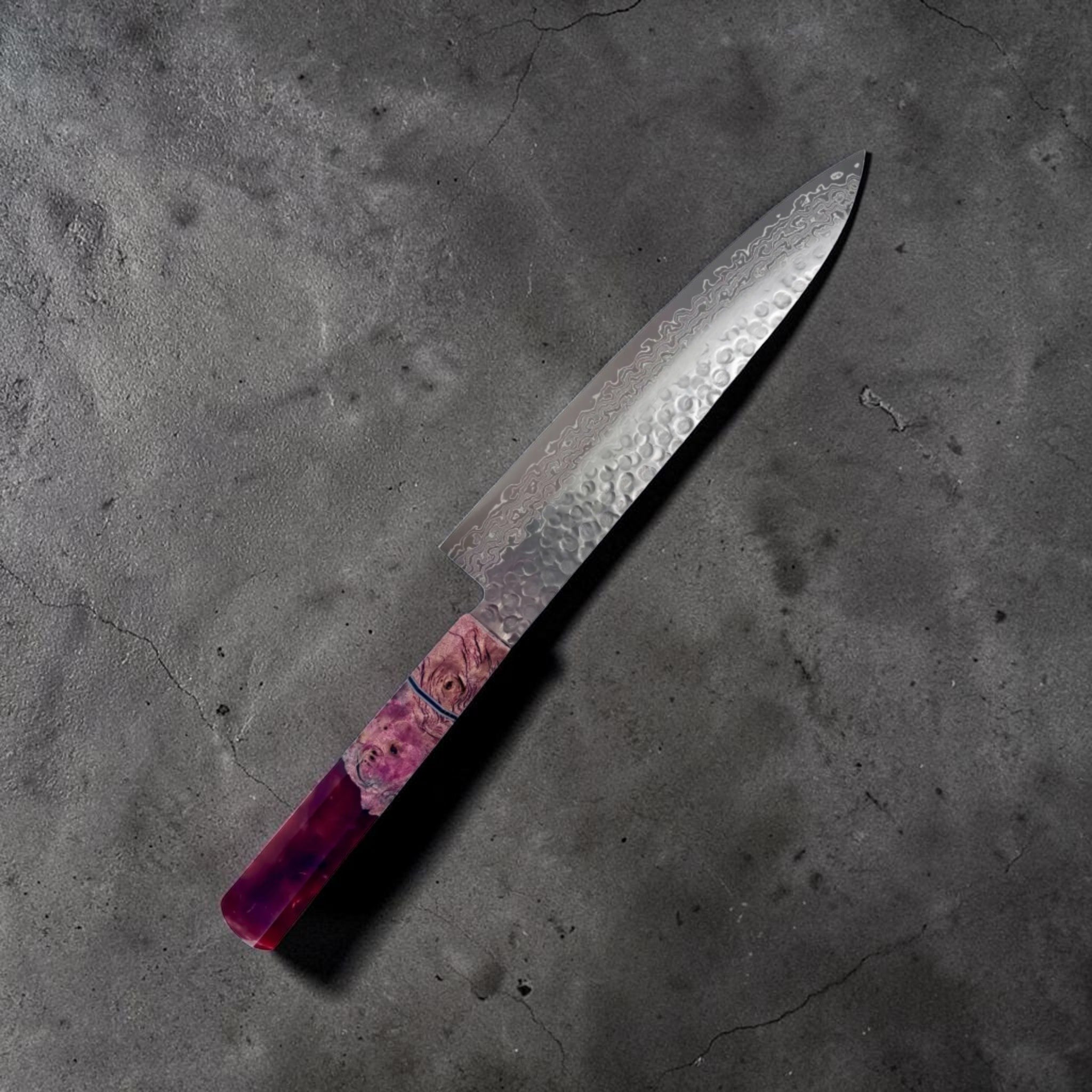 Custom Tsunehisa VG-10 Suminagashi Tsuchime Gyuto 210mm with Prisma Knife Handle