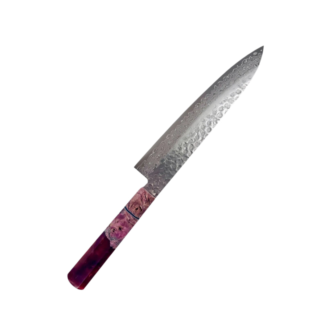 Custom Tsunehisa VG-10 Suminagashi Tsuchime Gyuto 210mm with Prisma Knife Handle