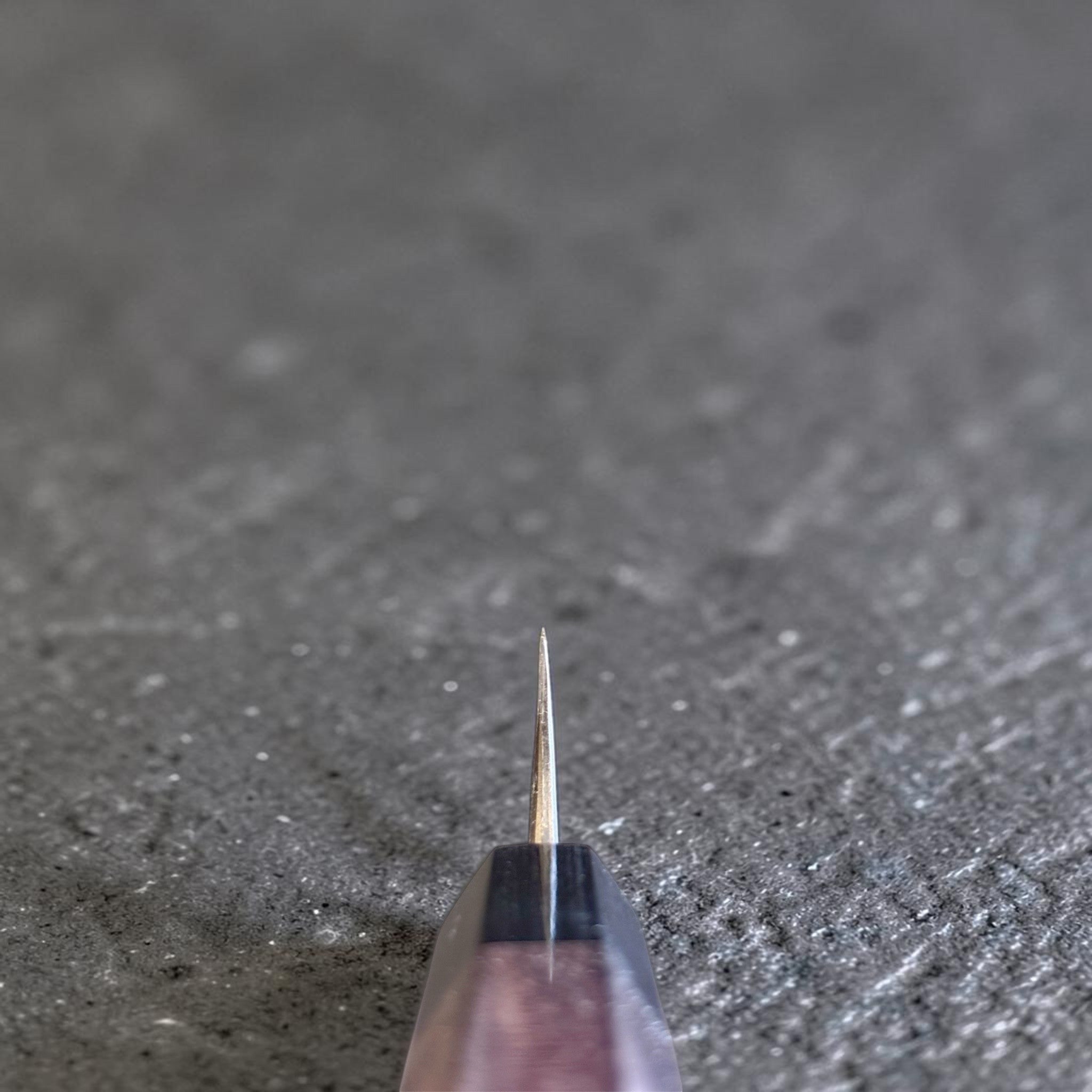 Anryu Aogami Super Kuro Tsuchime Petty 120 mm with rosewood octagon handle, angled chiol shot.