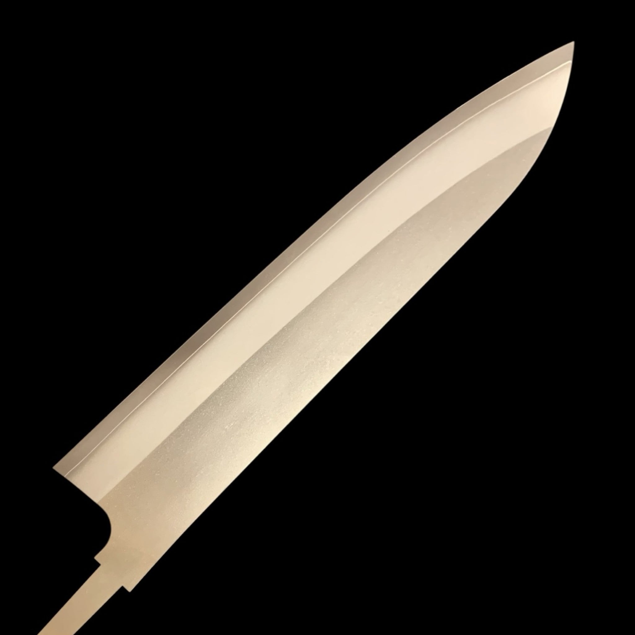 Daruma Hamono Ginsan #3 Migaki Gyuto 240mm blade-only, product photo left side.