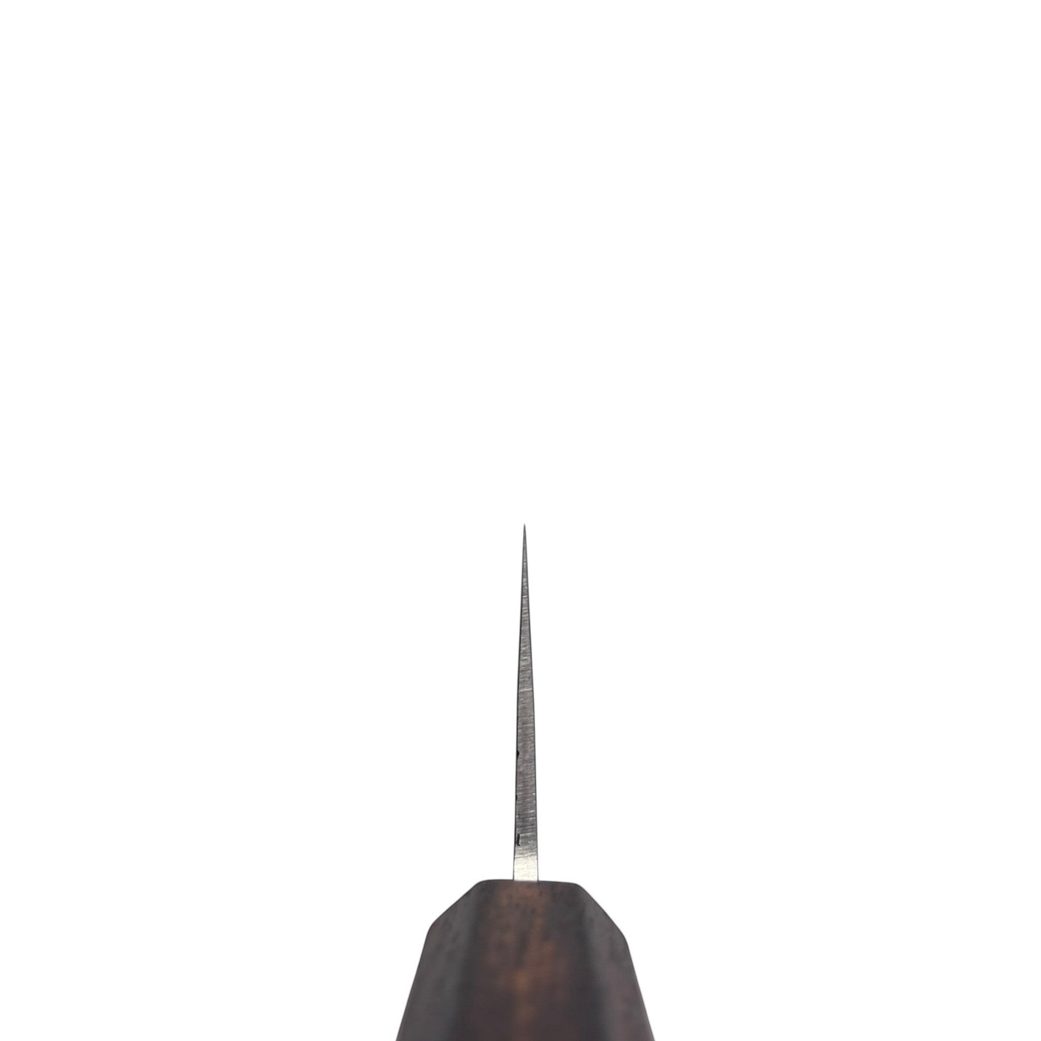 Hado SLD Ko-Bunka 135 mm, choil/tip shot demonstrating thin grind at the tip.
