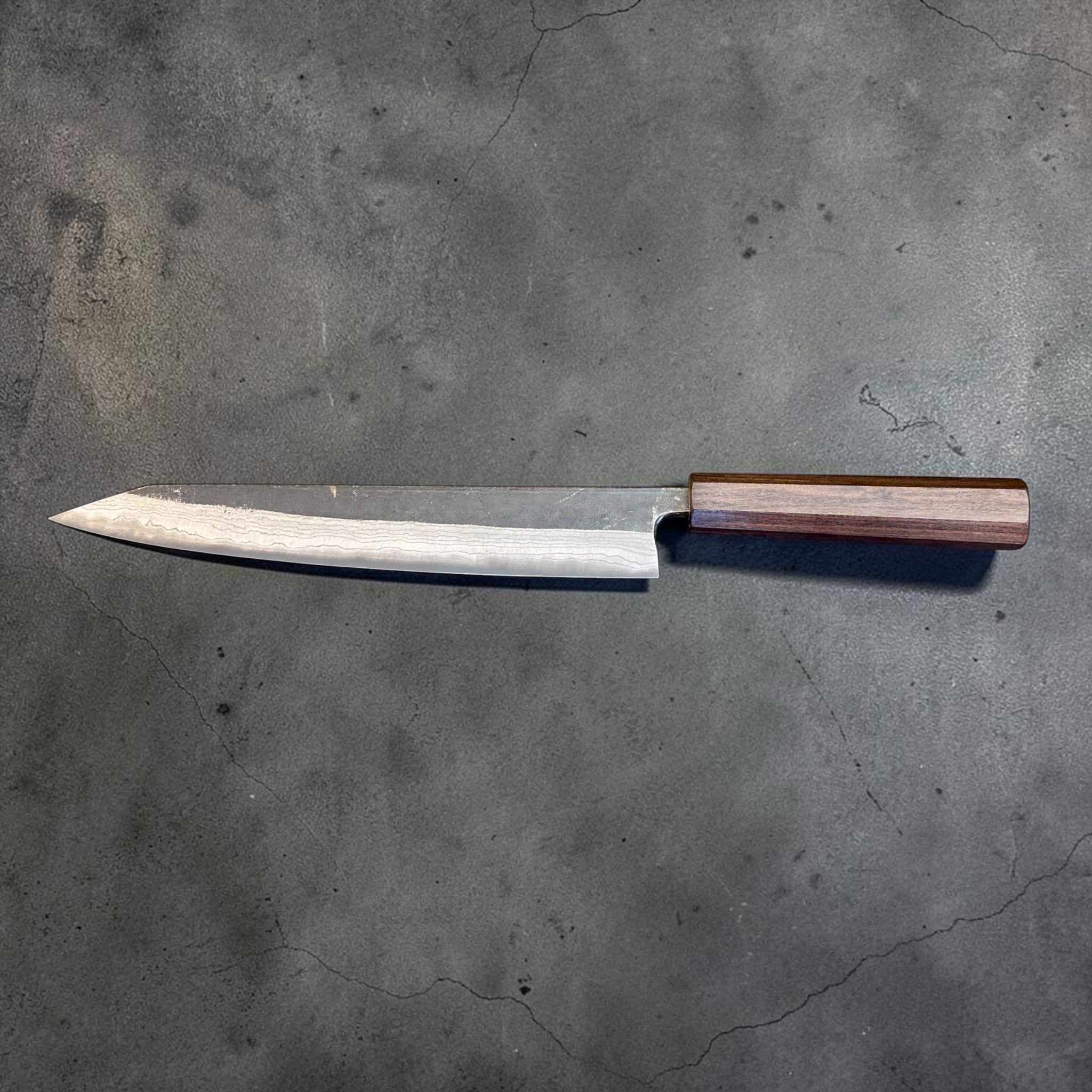 Hatsukokoro Kumokage 255mm Sujihiki full knife with mono ebony wa handle