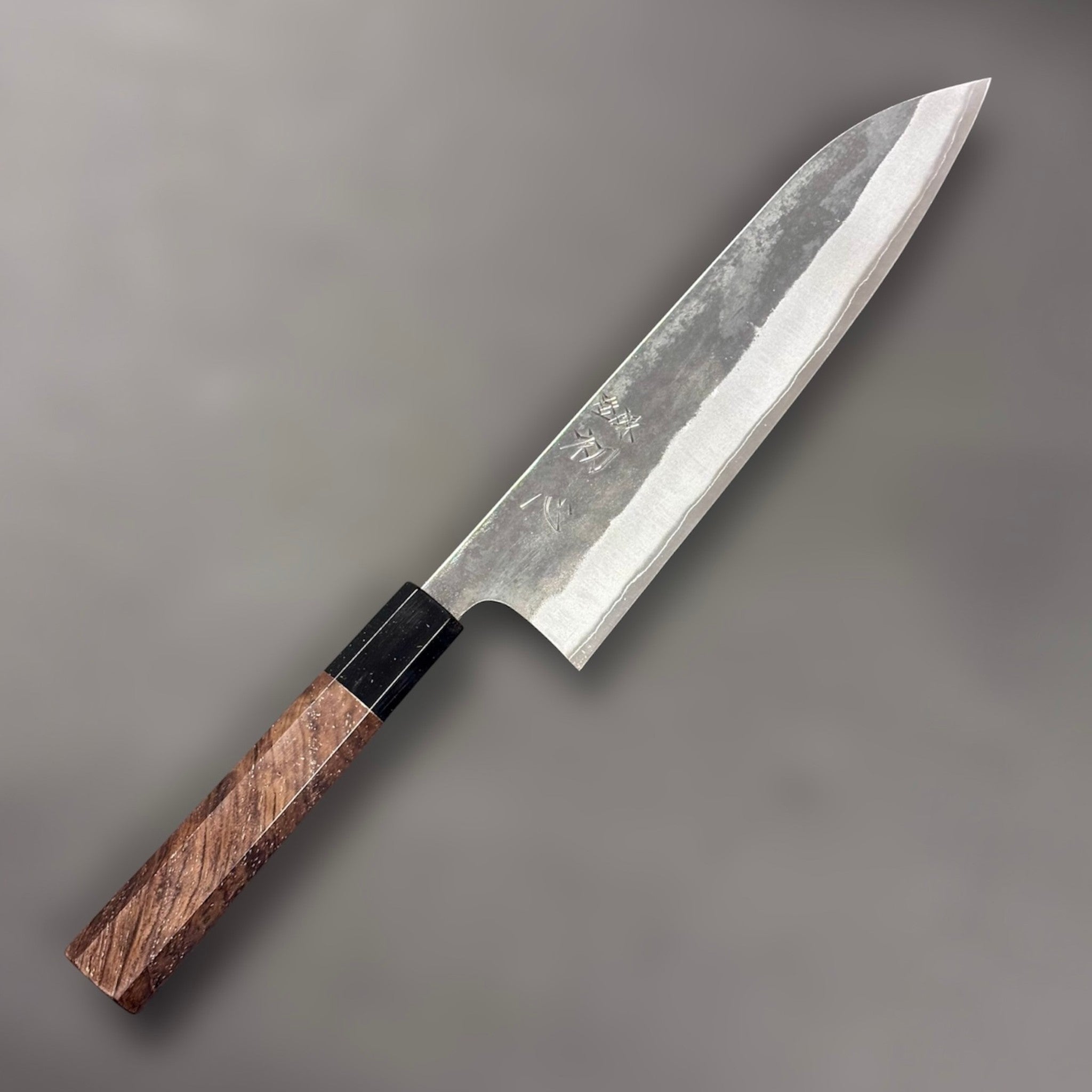 Hatsukokoro Kurokaze Stainless Clad White #2 Gyuto 210mm, hero product photo on neutral background.