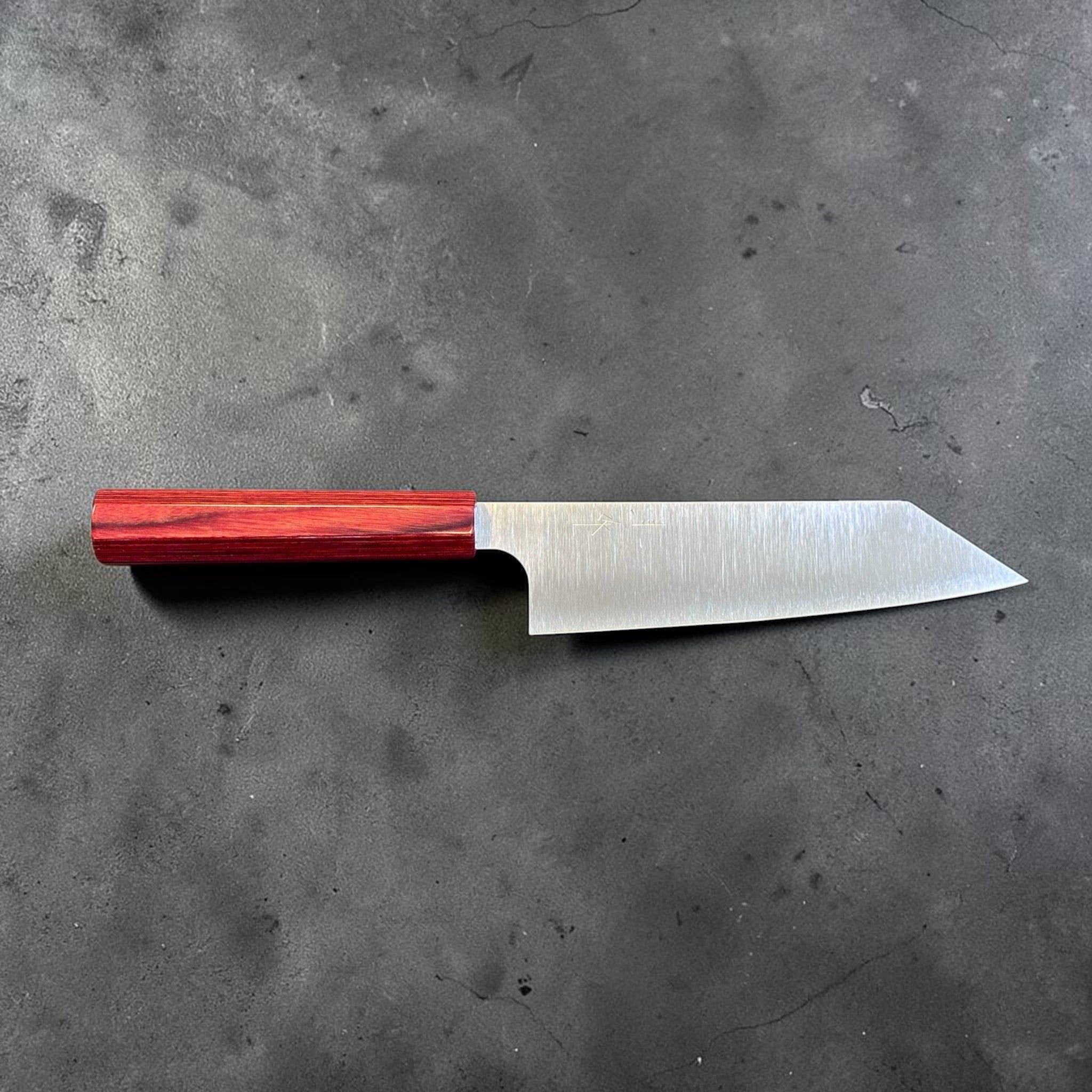 Kei Kobayashi SG2 Migaki Bunka with red lacquered wa handle profile shot
