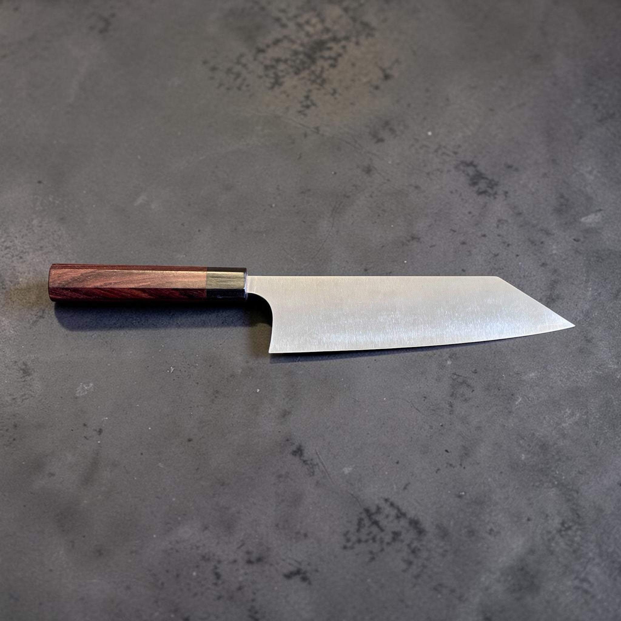 Koutetsu SG2 Boss Bunka, full profile view with angular bunka tip and wood wa handle.