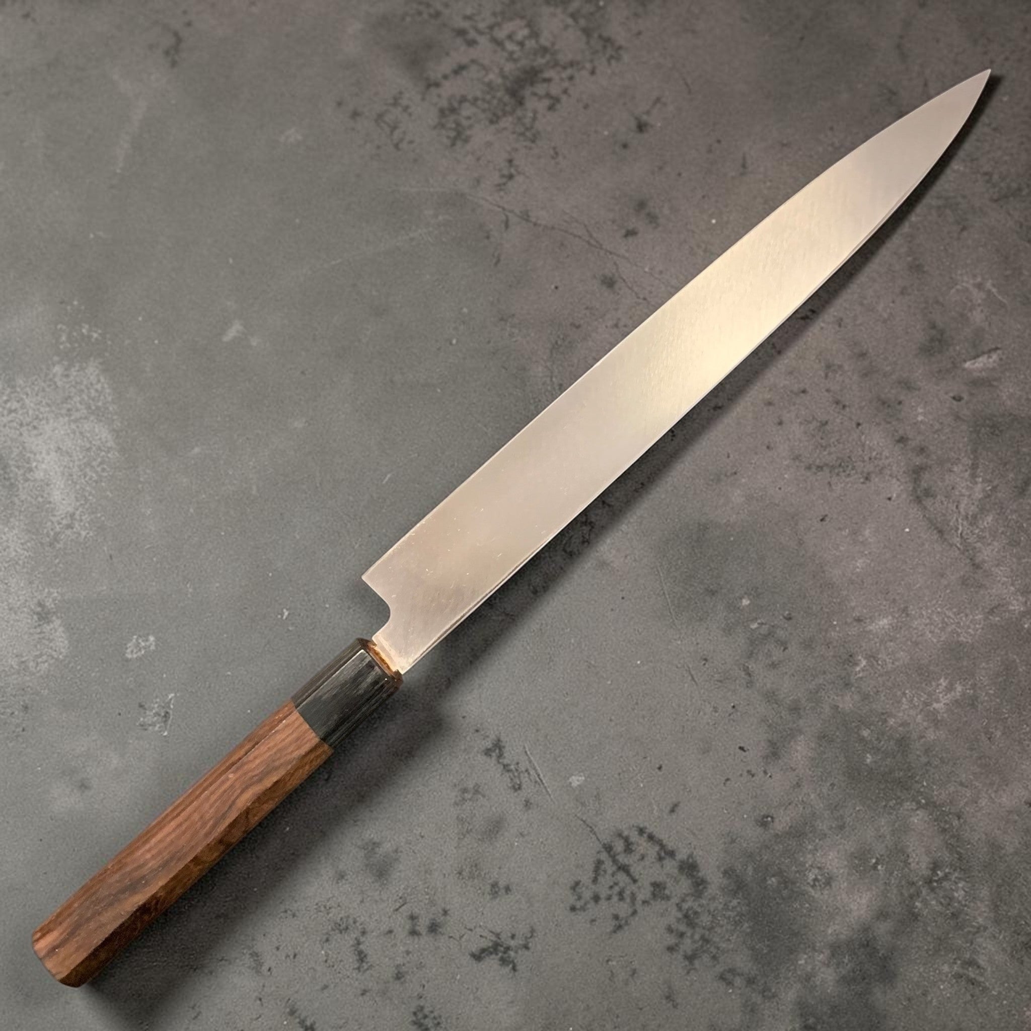 Koutetsu SRS-13 Yanagiba 270mm spine and bevel view