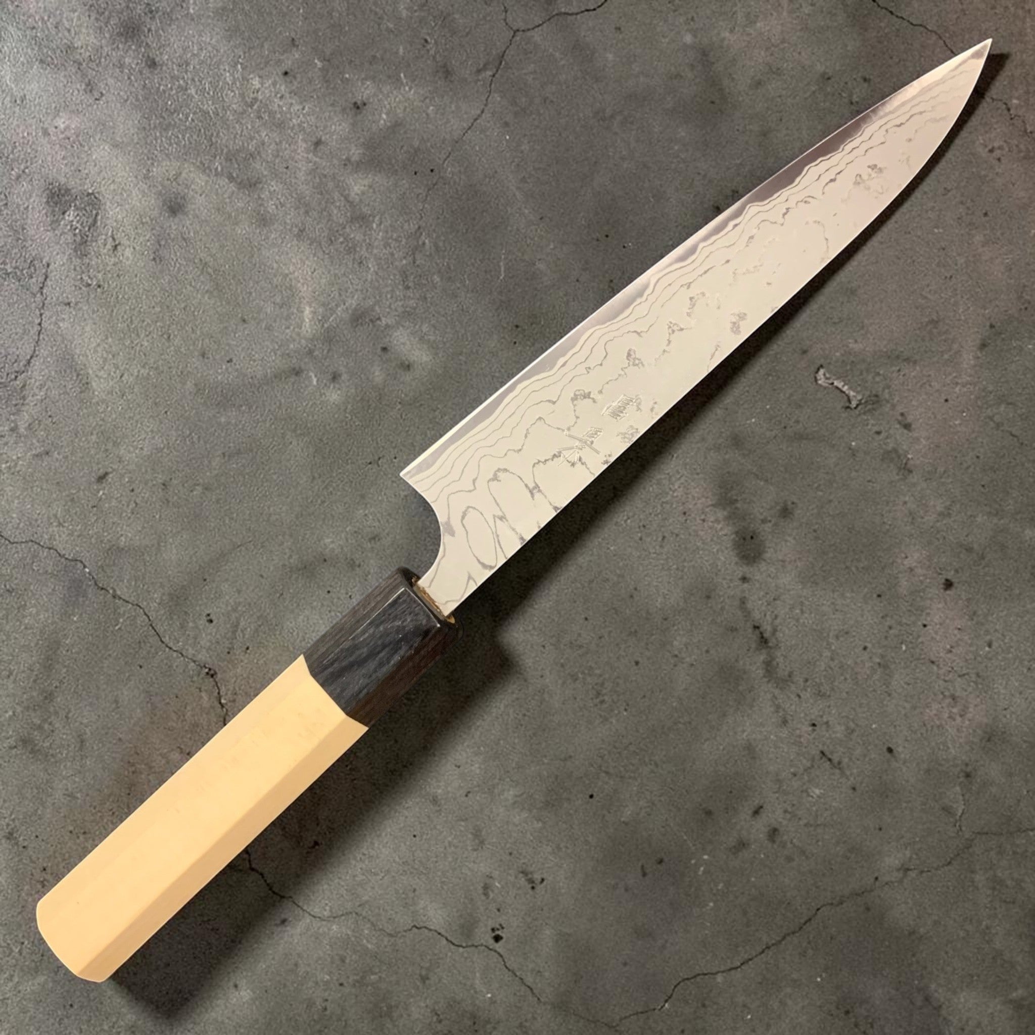 Masakage Shimo White #2 Damascus Petty 150 mm, alternate angle