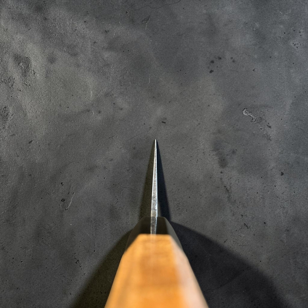 Muneishi 165mm bunka choil view with walnut and horn handle