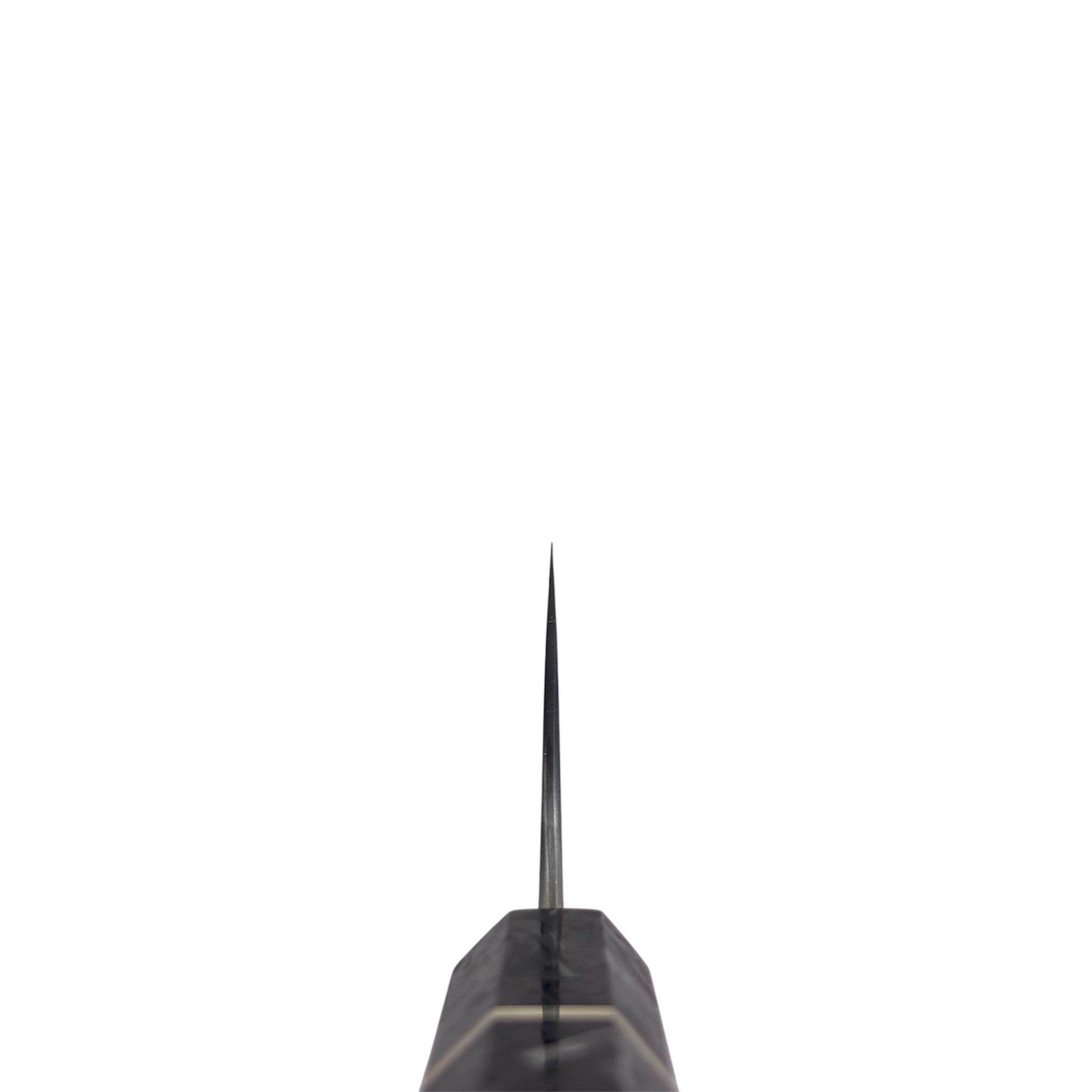 Nigara Anmon SG2 Santoku with carbon fiber wa handle choil shot