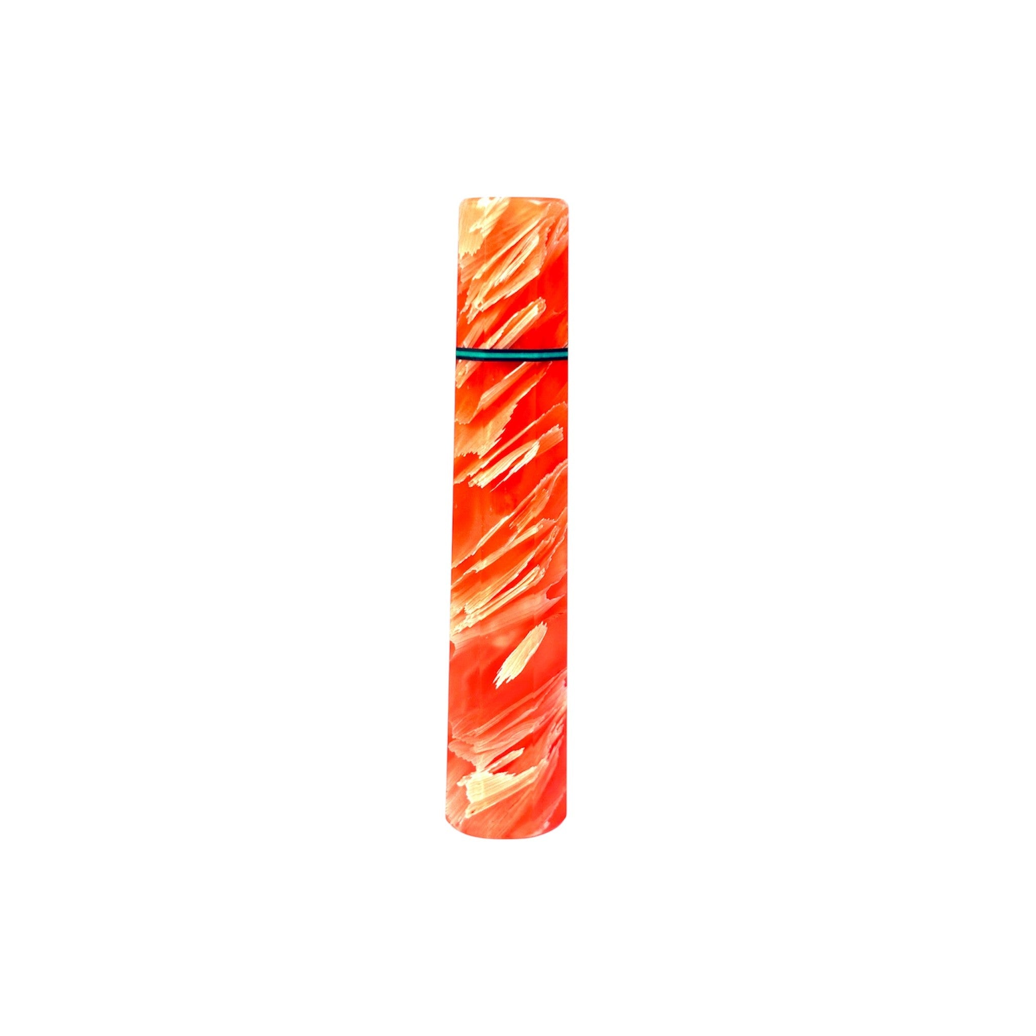 Prisma Knife “Orange Twistwood” custom wa handle — swirling orange resin with feather‑like cream streaks, front view, isolated on white.