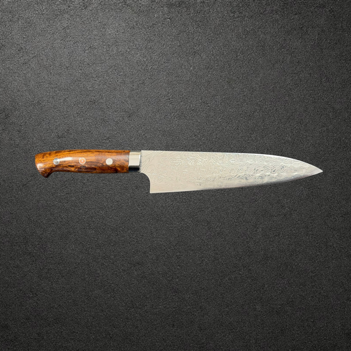Takeshi Saji SG2 Diamond Damascus Gyuto 180mm with ironwood handle, side profile