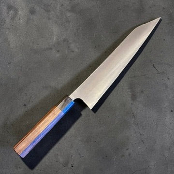 Shibata Koutetsu Chromax Gyuto 240mm with rosewood handle, reverse angled view