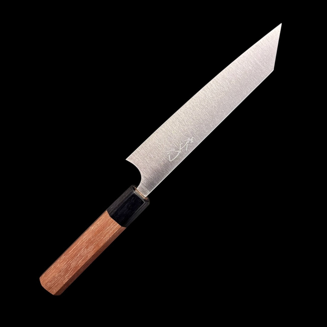 Shibata Koutetsu SG2 Petty 150 mm, logo-side profile on black background.