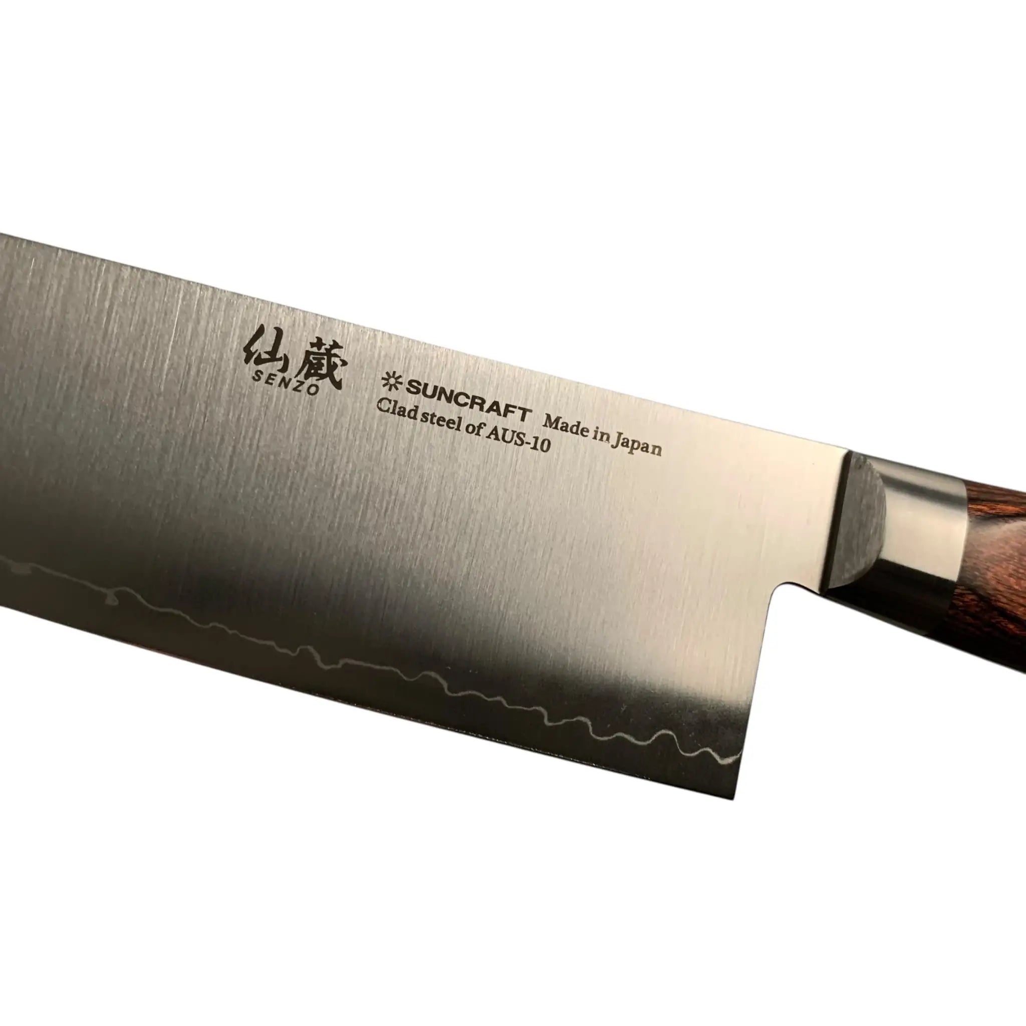 Suncraft Senzo Clad Gyuto 240 mm knife Close up