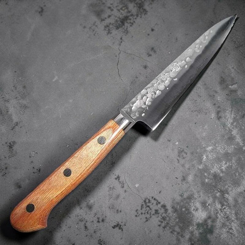 Takamura Chromax Stainless Clad Tsuchime 130mm Petty with Western Handle - Tokushu Knife
