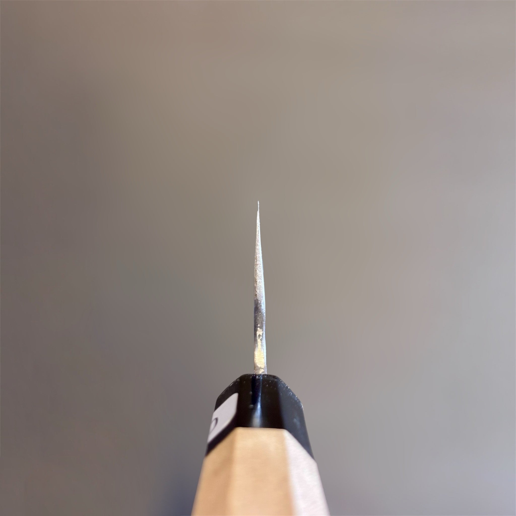 Teruyasu Fujiwara Denka Gyuto 180 mm with wa handle, choil shot.