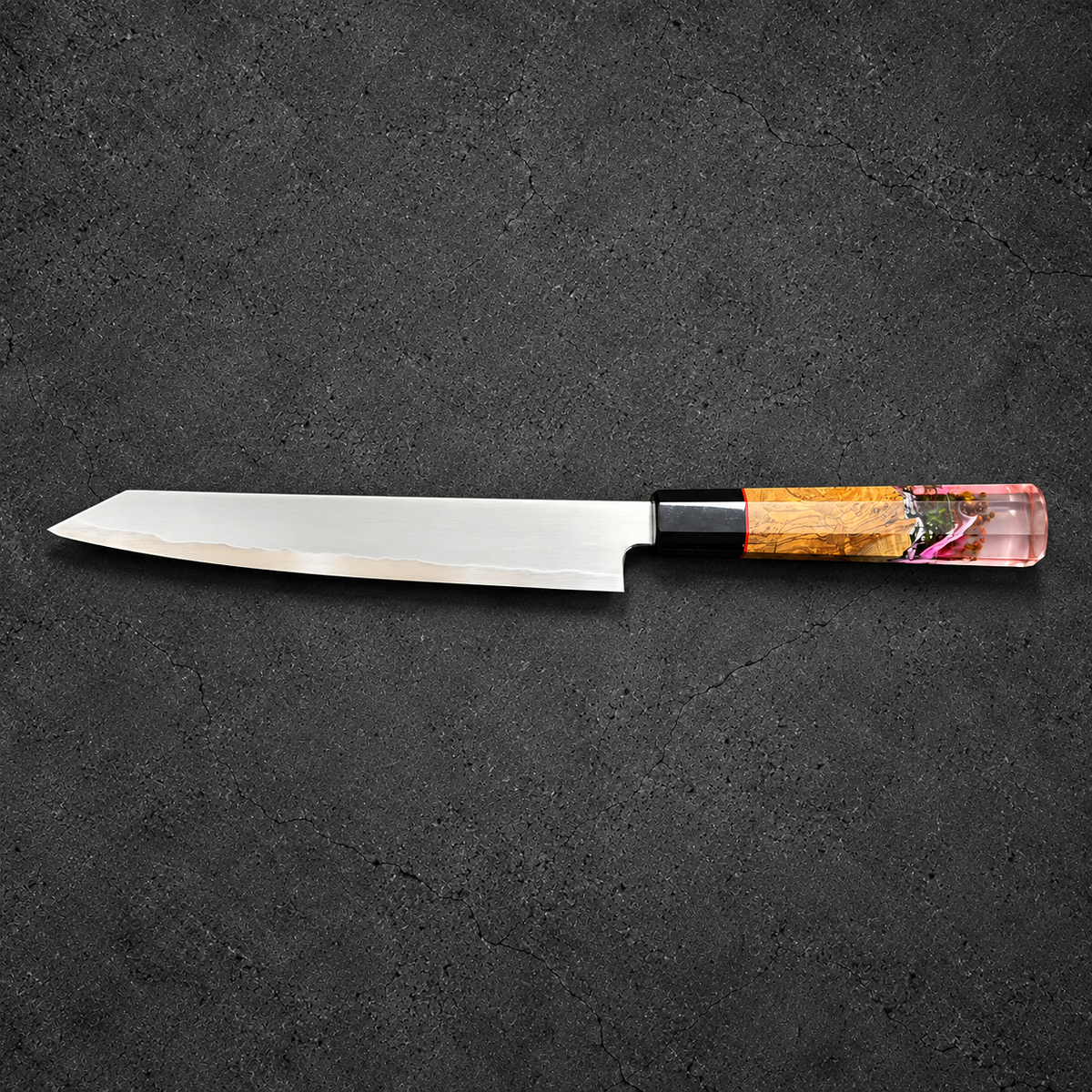 Tetsujin 210mm Kiritsuke Sujihiki with Prisma handle, reverse side profile