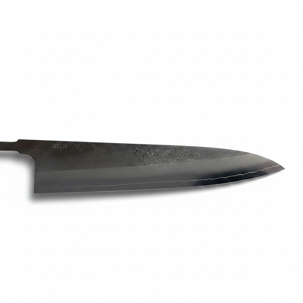 Tokushu Knife Yoshikane SKD Nashiji Gyuto 240mm knife blade with a textured finish and no handle.